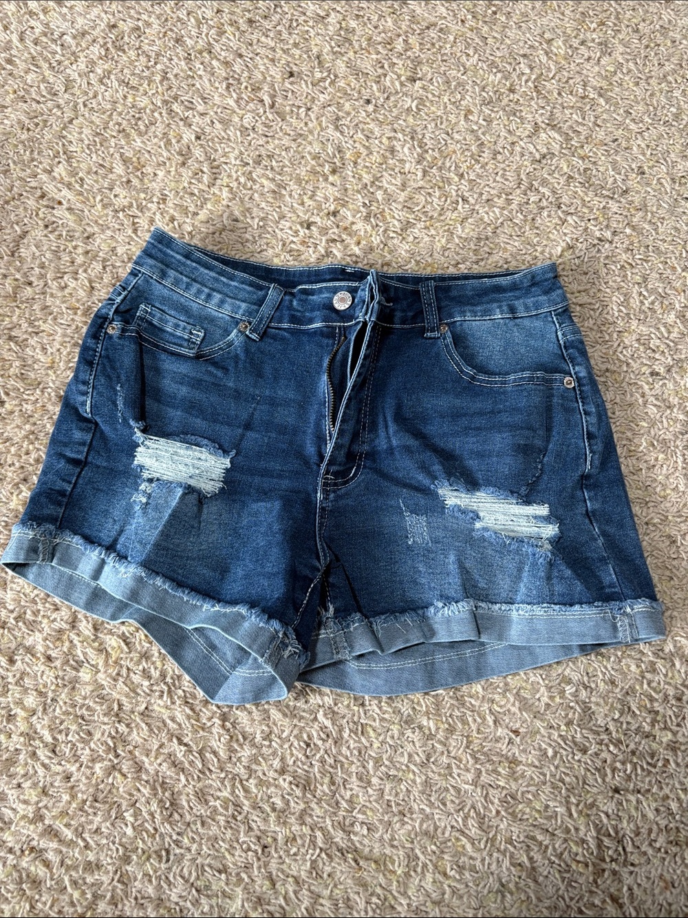 Dark Blue Distressed Denim Women’s Shorts